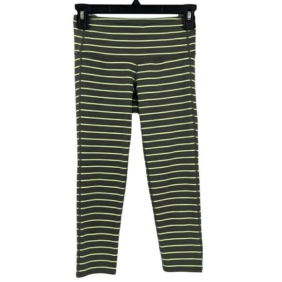 Athleta Chaturanga Crop Athletic Performance Yoga Leggings Green Stripe XXS - Picture 1 of 12